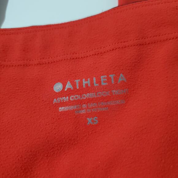 Athleta Asym Colorblock Tights Women's XS Red 7/8 Plush SuperSonic Activewear - Picture 10 of 14